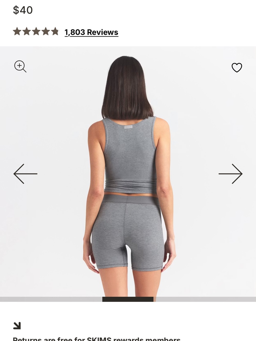 SKIMS Grey Ribbed Tank - Picture 2 of 4